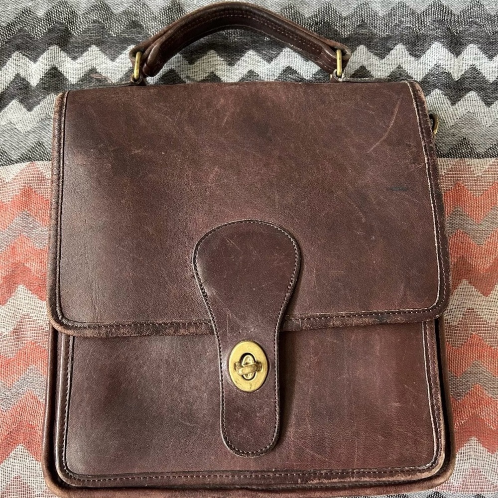 Coach Vintage Brown Leather Station Bag - Top Handle Purse 5130 Classic Classy - Picture 1 of 14